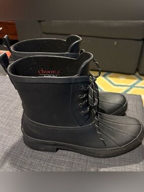 Chooka Women's Eastlake Rain Duck Boots Size 10 US Lace Up Rubber Boot - Black